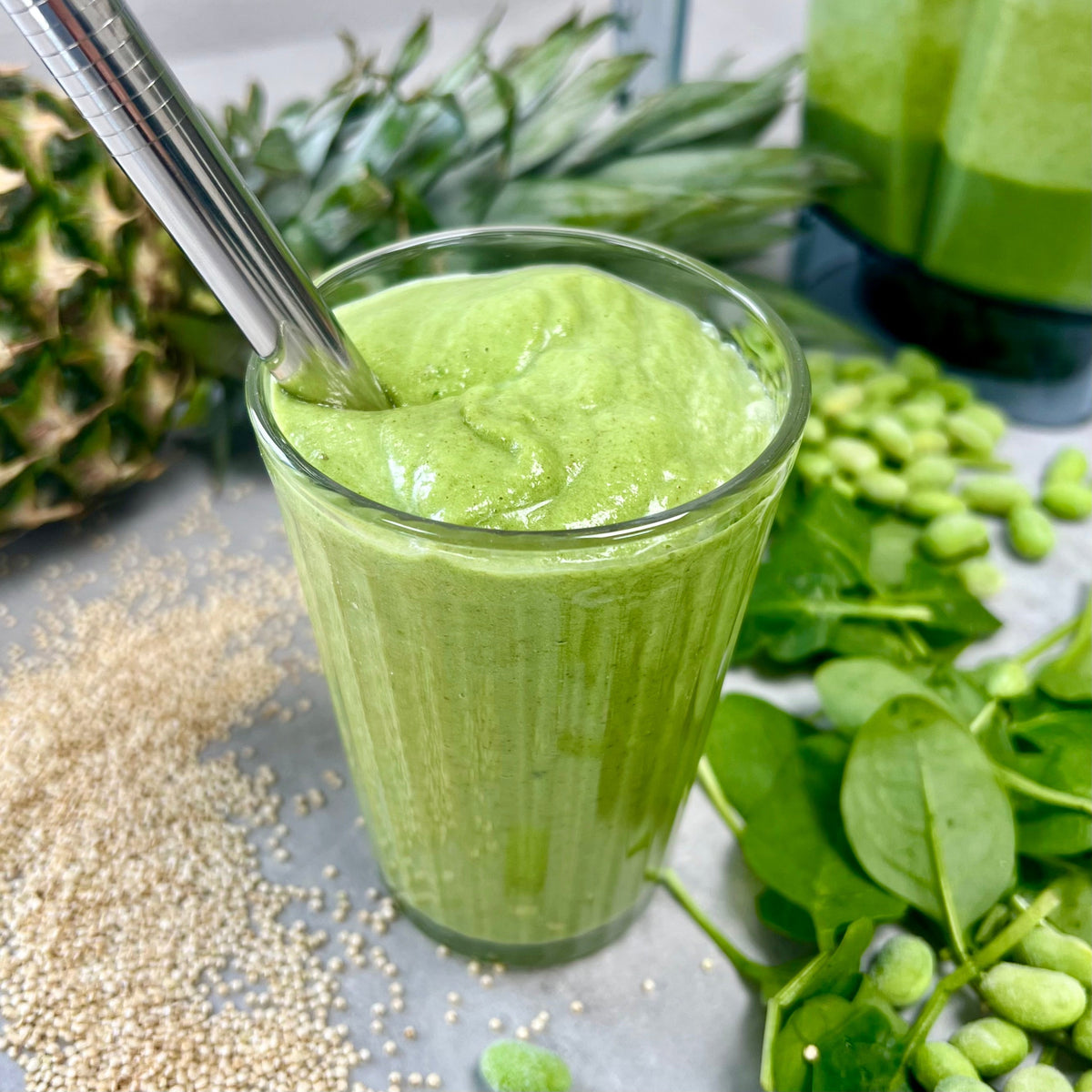 Smoothie med quinoa | Smoothie med quinoa, edamamebønner og spinat