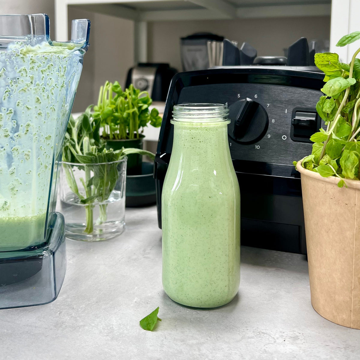 Kefir-basilikum-mynte-salvie-dressing med citronskal