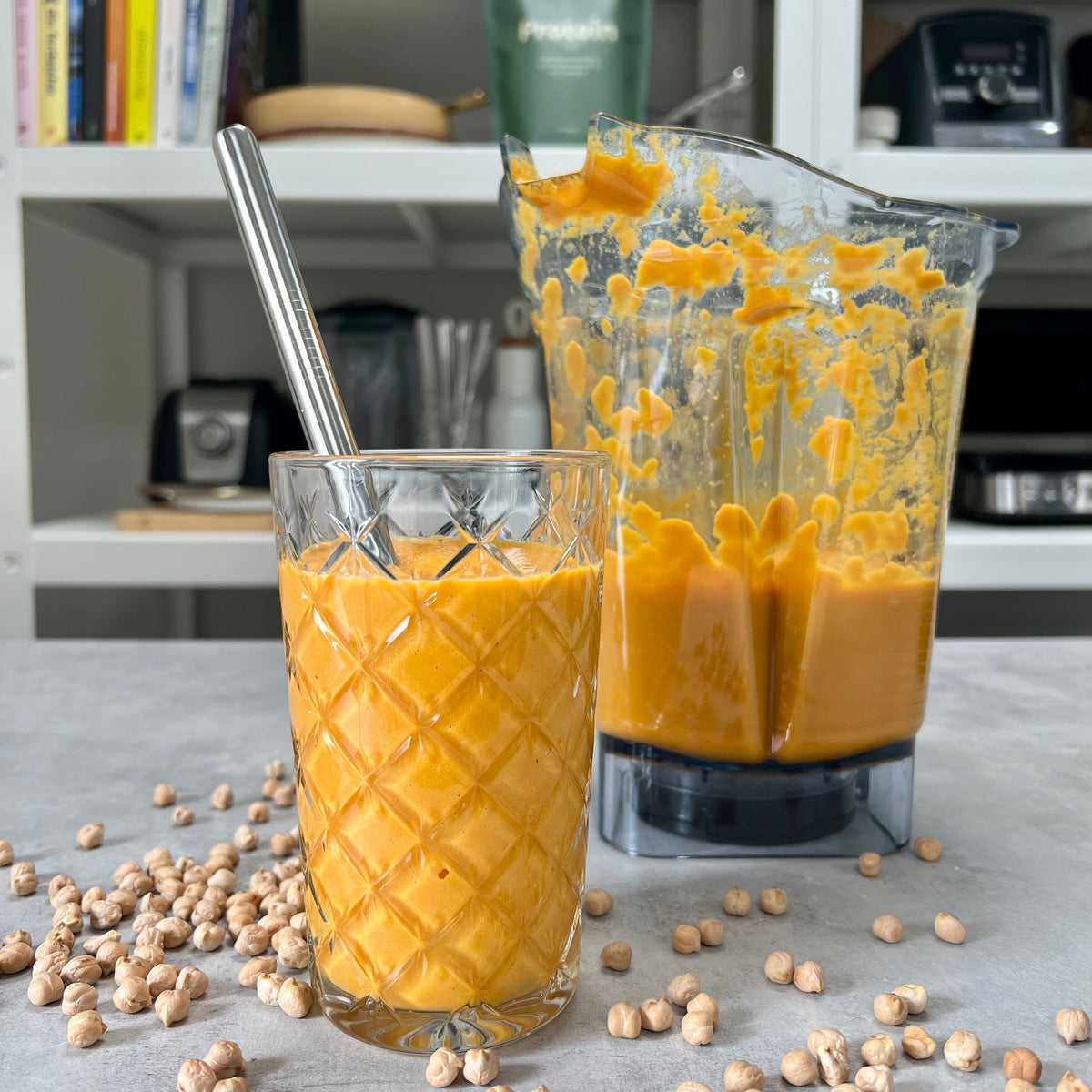 Smoothie med kikærter | Smoothie med kikærter, gulerødder og mango